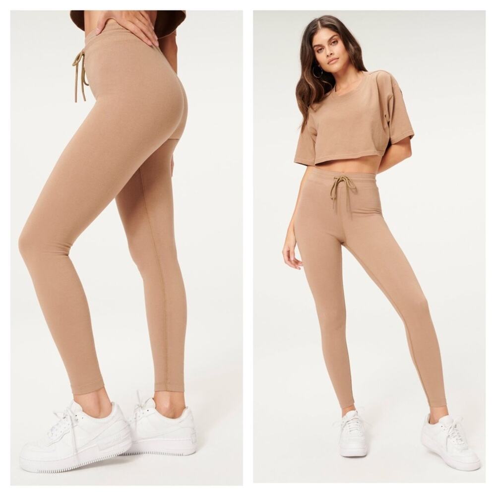 NWT Good American Brown Legging Size 0 Essential Comfy Tie Waist High Rise
